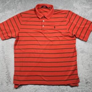 Polo Golf Ralph Lauren Polo Shirt Mens Large Orange Stripe Pima Cotton‎ Golf
